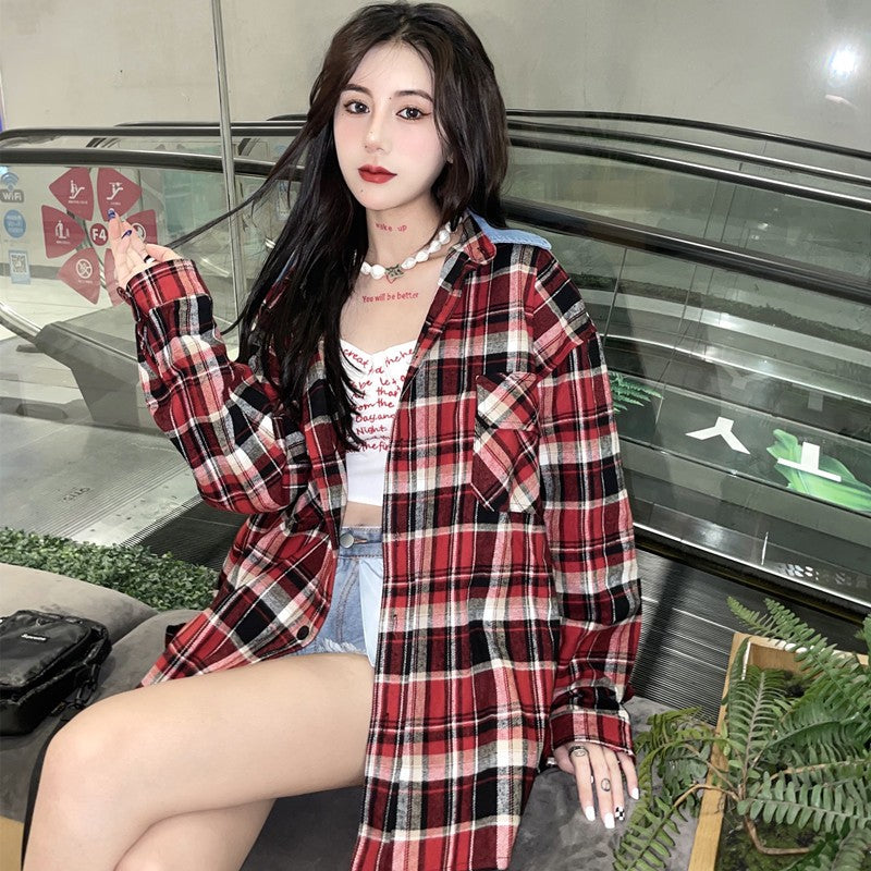 Self-made Fear of God FOG Fifth Season Red Checkered Shirt High Street Loose Fit