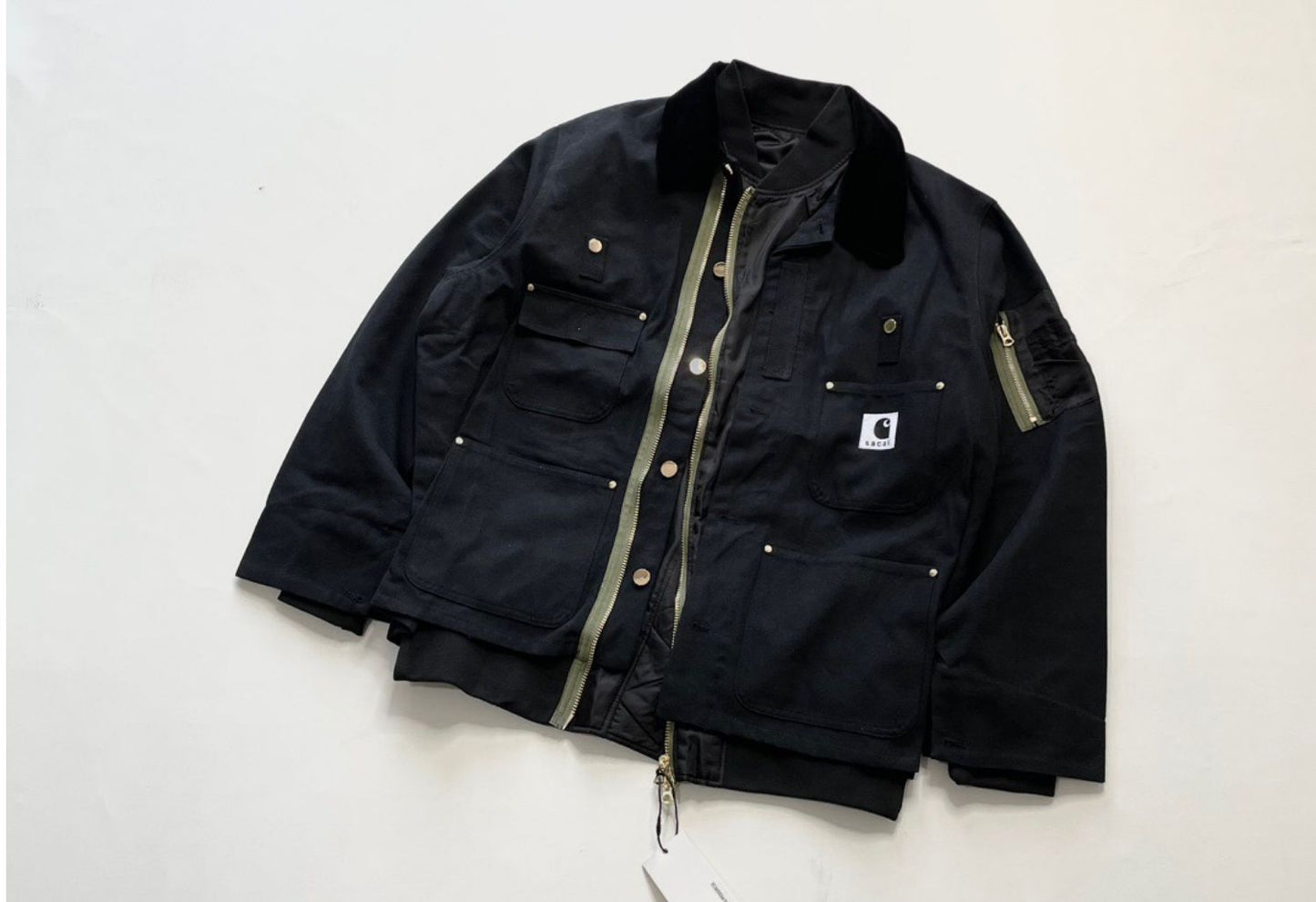 Self-made Detroit Double Collar Carhartt X Sacai Jacket Canvas Patchwork Workwear