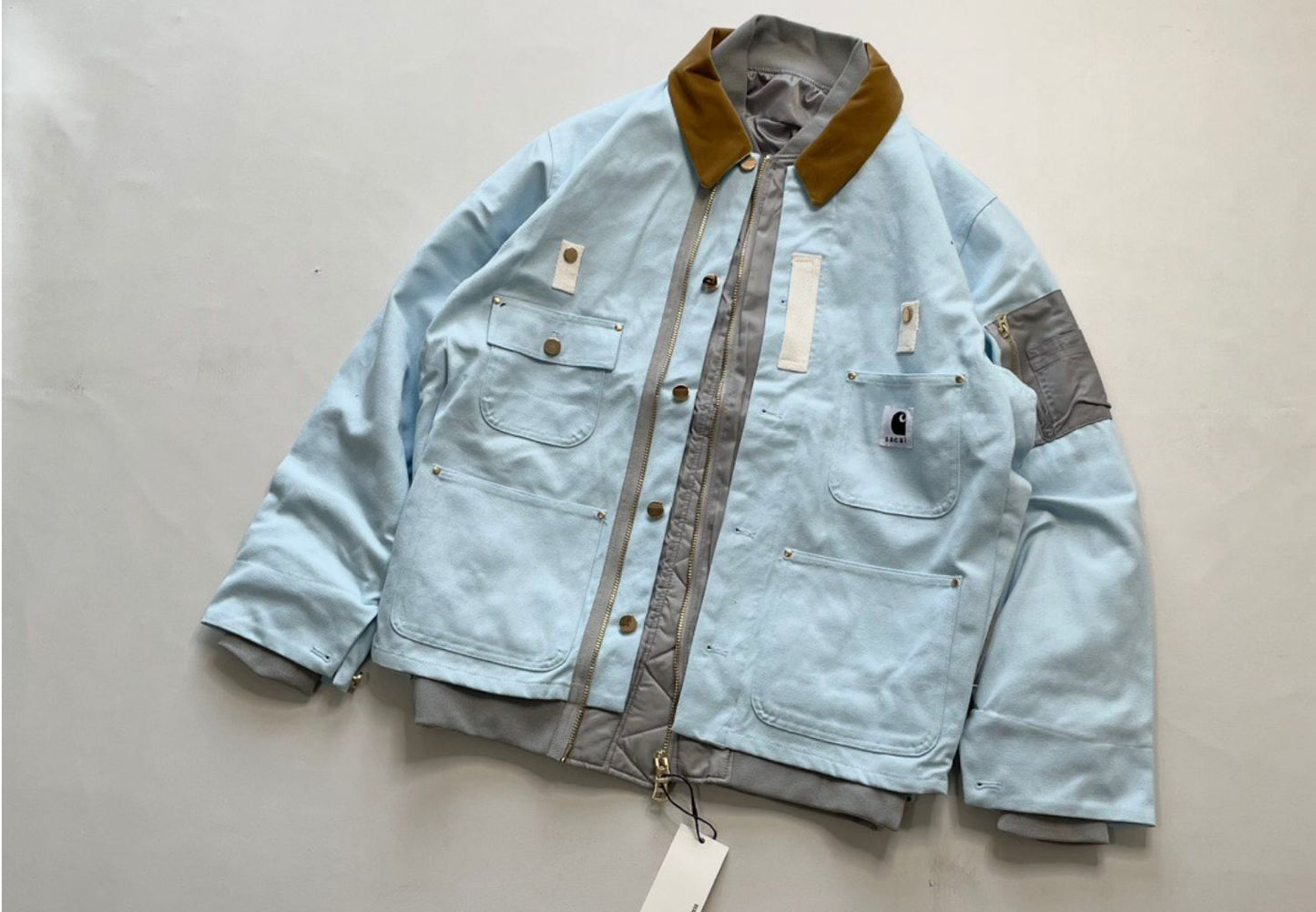 Self-made Detroit Double Collar Carhartt X Sacai Jacket Canvas Patchwork Workwear