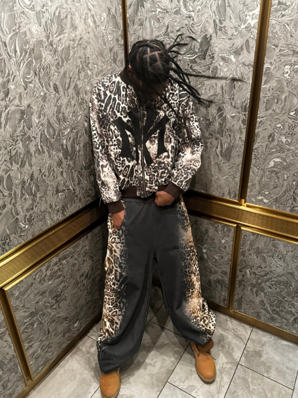 Mowalola x Ksubi Cheetah Print Bomber - Distressed Zip-Up Jacket Deconstructed Details