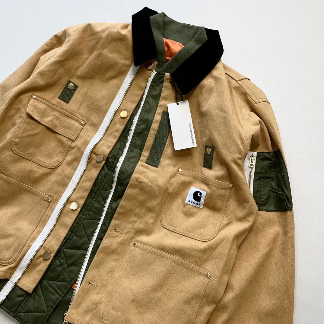 Self-made Detroit Double Collar Carhartt X Sacai Jacket Canvas Patchwork Workwear