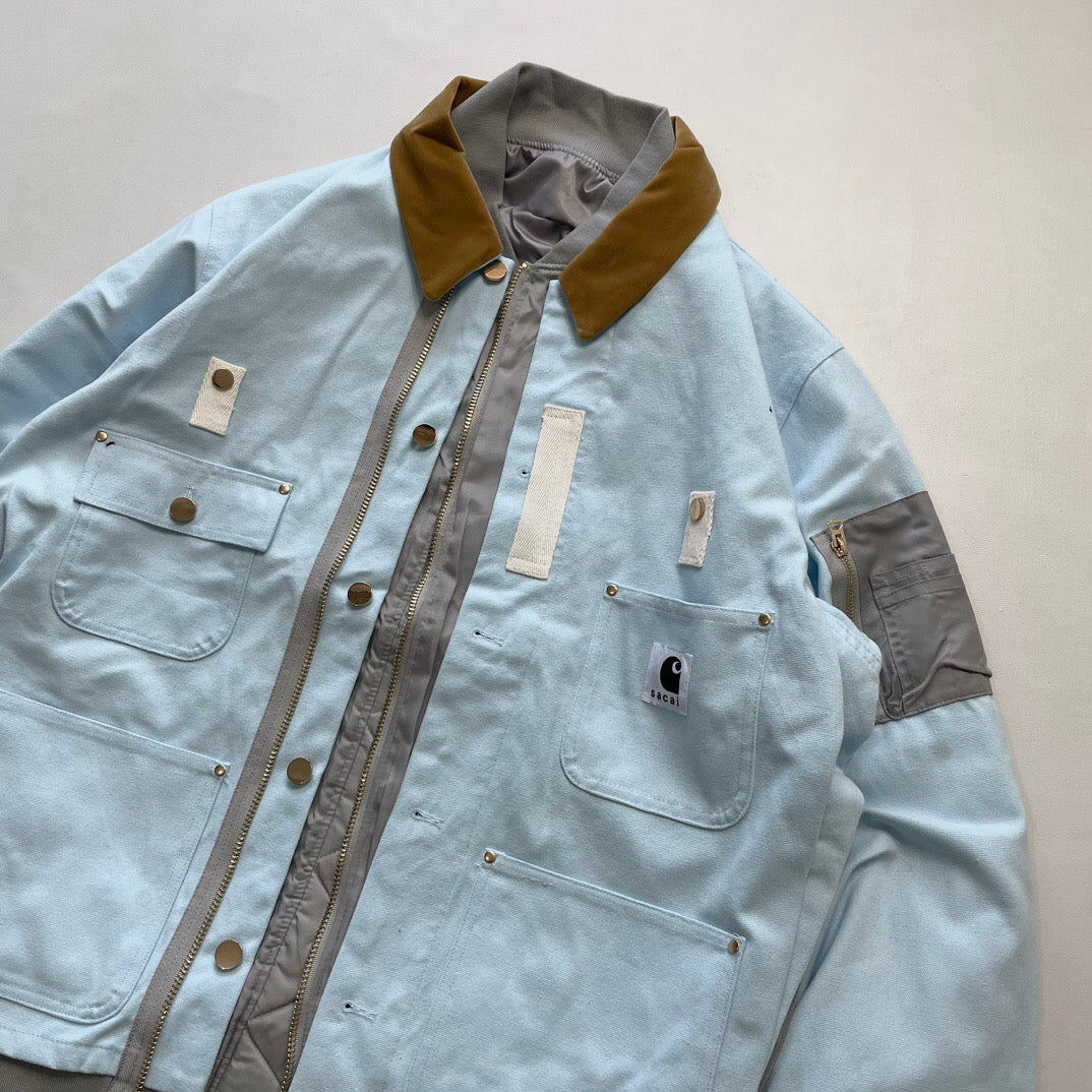 Self-made Detroit Double Collar Carhartt X Sacai Jacket Canvas Patchwork Workwear