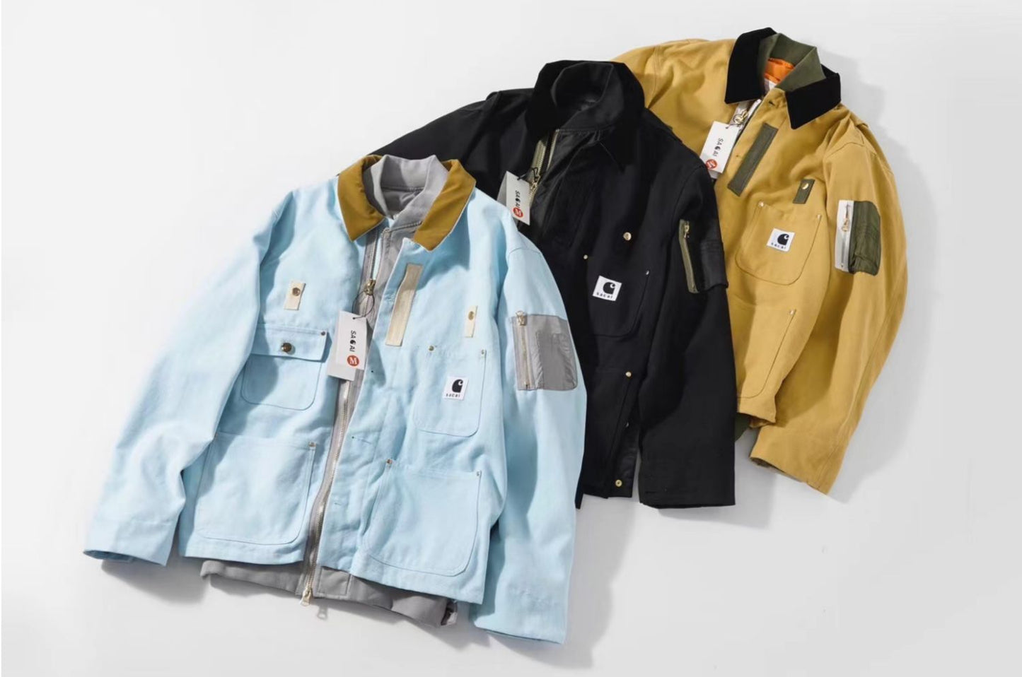 Self-made Detroit Double Collar Carhartt X Sacai Jacket Canvas Patchwork Workwear