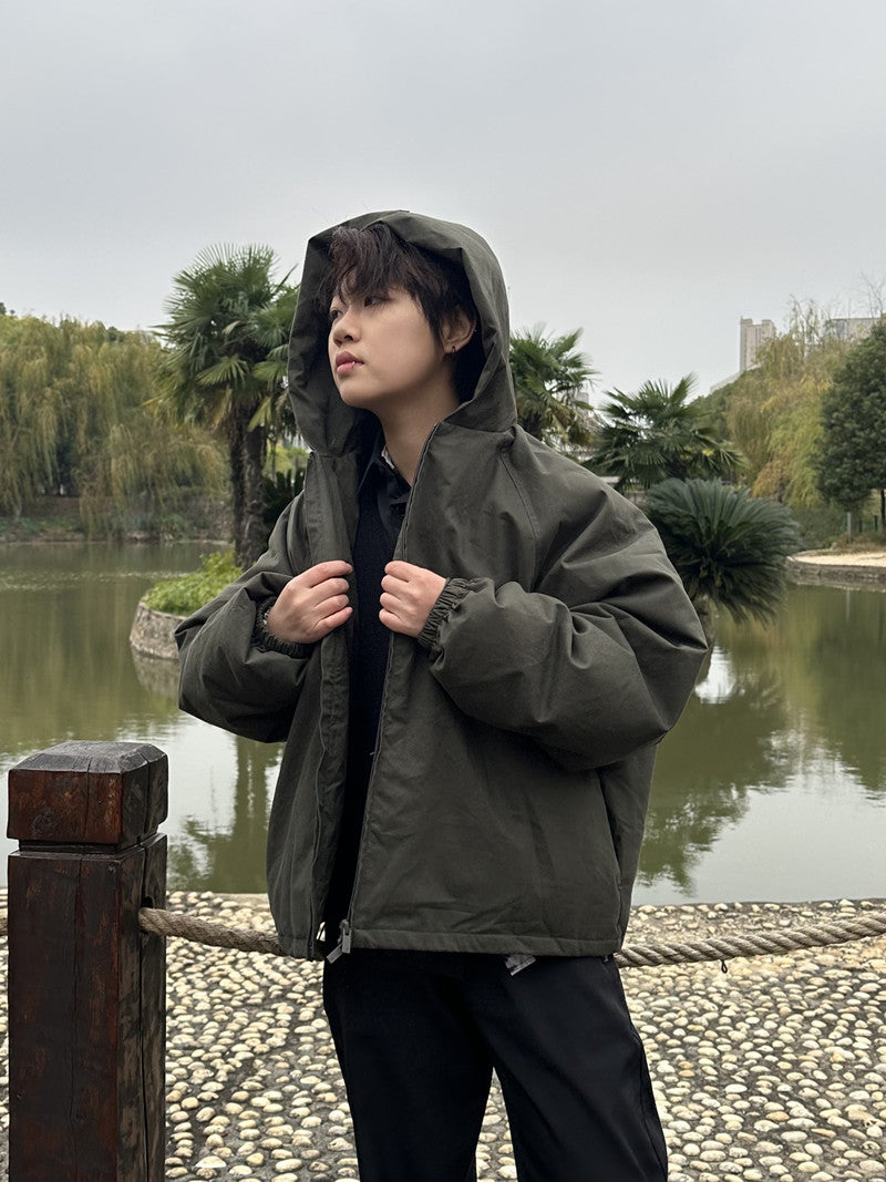 Self-made FOG Essentials Down Jacket Fear of God Zip-Up Hooded Puffer Coat