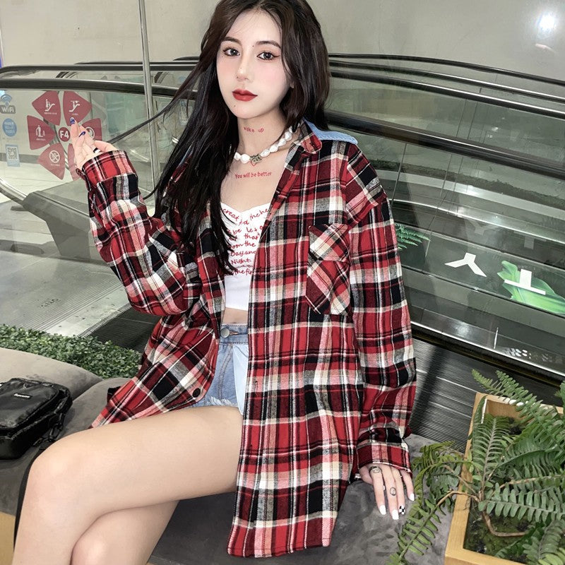 Self-made Fear of God FOG Fifth Season Red Checkered Shirt High Street Loose Fit