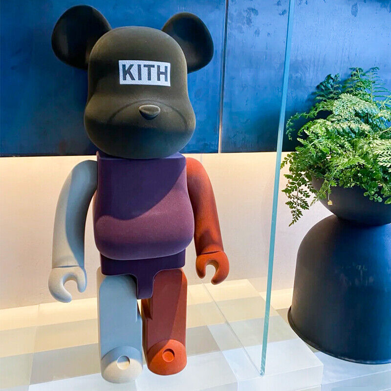 Bearbrick 400% Violent Bear x Kith: Velvet-Coated Building Block Bear Figurine