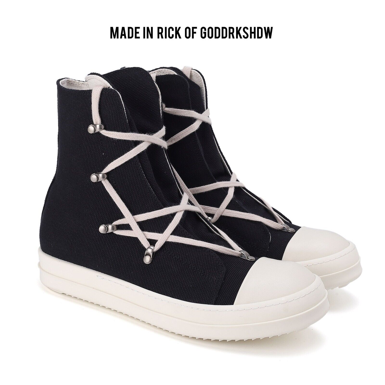 Self-Made ROG Pentagram Rick Owens DRKSHDW Sub-line High-top Canvas Gothic Shoes