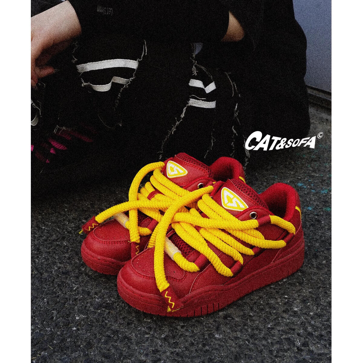 Cat &Sofa: Dirty Braids/Rotten Tomato Bread Shoes Skateboard Sporty Sneakers