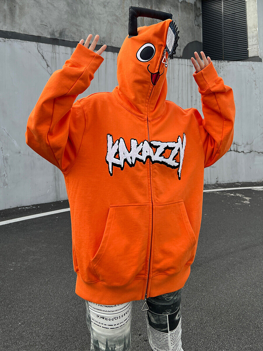 Kakazzy Chainsaw Man Bochita Zip Hoodie: Heavyweight Cotton Unisex Outerwear