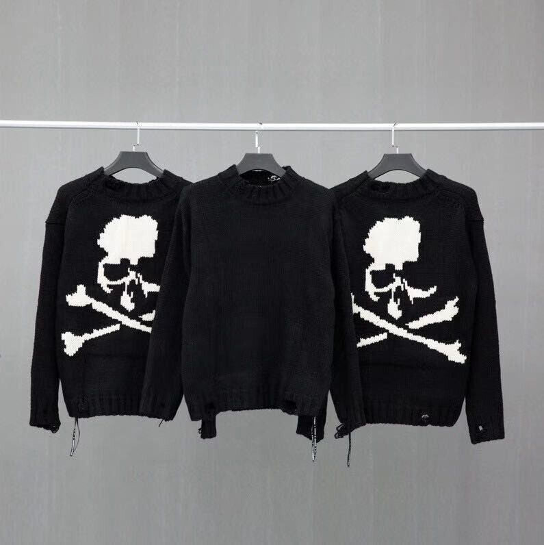 MMJ Heavyweight Skull Horsehair Cardigan Sweater High Street Loose Wool Knitted