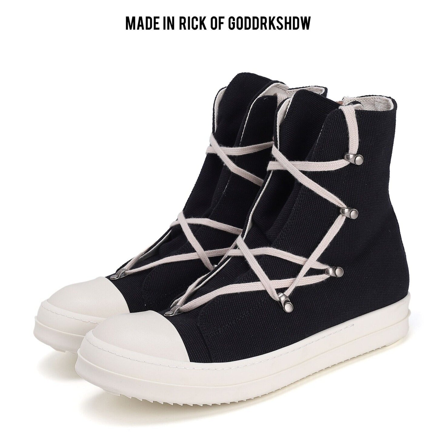 Self-Made ROG Pentagram Rick Owens DRKSHDW Sub-line High-top Canvas Gothic Shoes