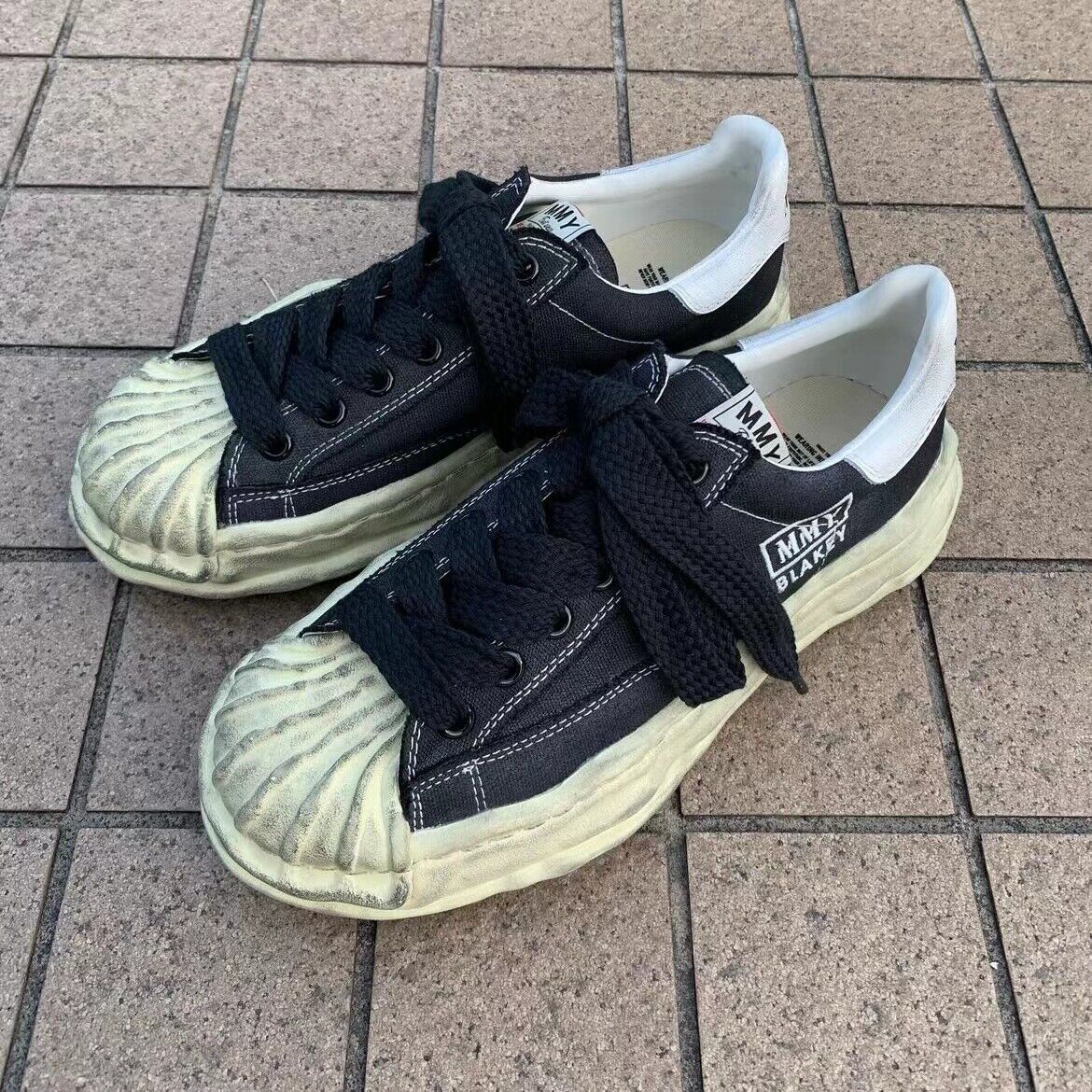 MMY Seashell-Toe Shoes Thick-Soled Unisex Dissolvable Sneakers/Distressed Canvas