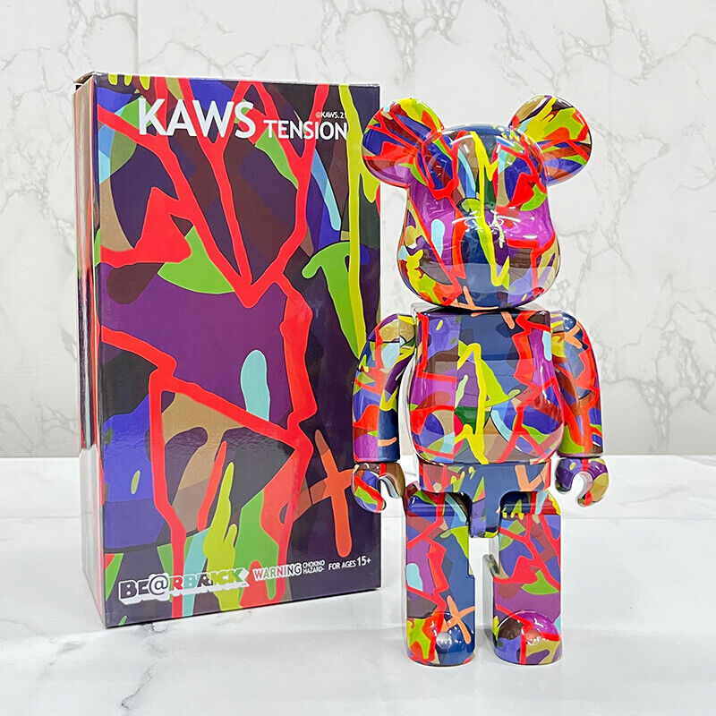 Bearbrick 400% Violent Bear x Kith: Velvet-Coated Building Block Bear Figurine