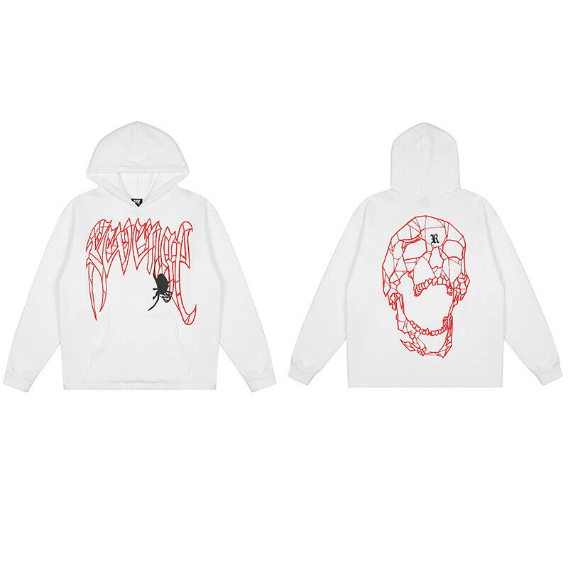 Revenge Embroidered XXX Dragon Bone Halloween Smoky Graffiti High-Street Hoodie