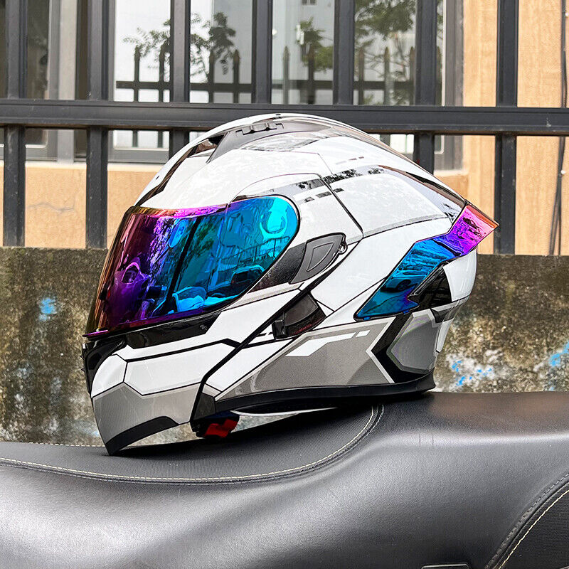 Kingdom 3C DOT Full Face Dual Visors Flip-up Unisex Bluetooth Motorcycle Helmet