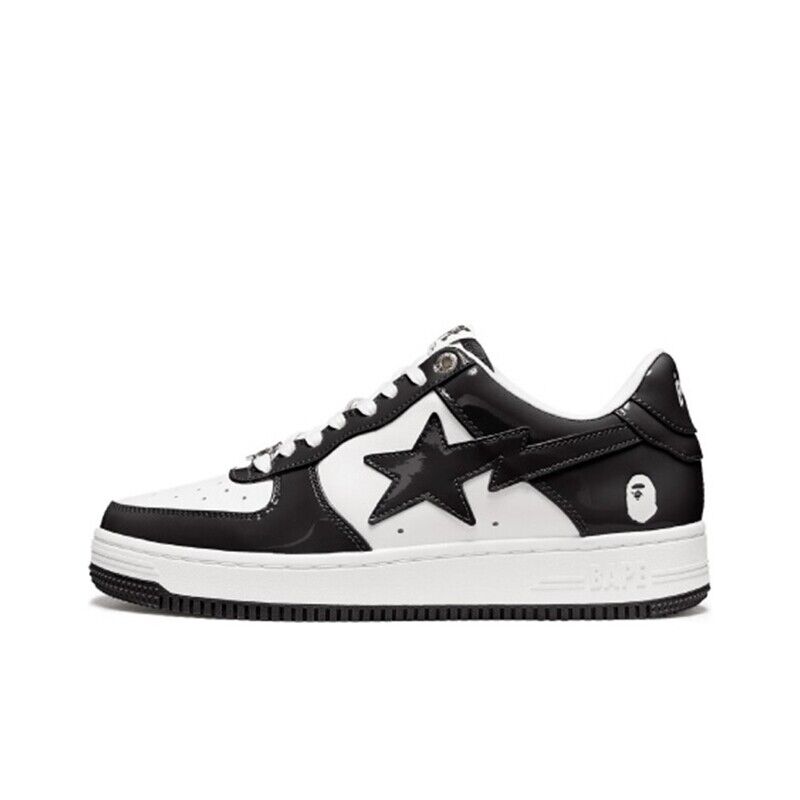 Self-Made BAPESTA Classic Patent Leather Sneaker Low-Top Casual Skateboard Shoes