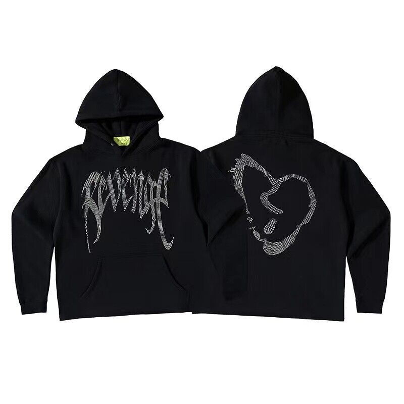 Revenge Embroidered XXX Dragon Bone Halloween Smoky Graffiti High-Street Hoodie