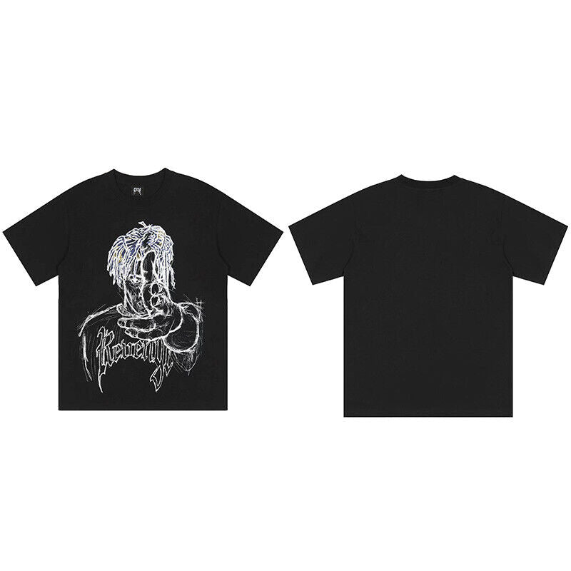 REVENGE Reflective Smoky Skull Dragon Bone Rap XX Streetwear Style Short Sleeve