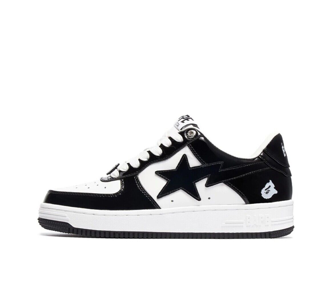 BAPESTA G Ver Patent Leather Streetwear Sneakers Low-Top Casual Skateboard Shoes