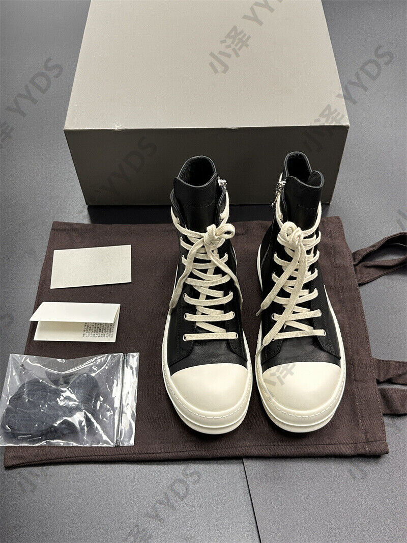 Correct Vers. Rick Owens Wax Surface Satin Sub-line Leather Shoes High/Low Cut