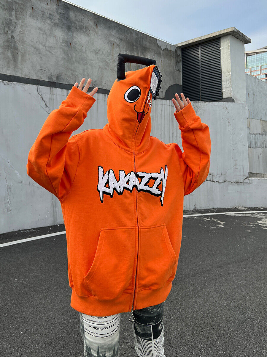 Kakazzy Chainsaw Man Bochita Zip Hoodie: Heavyweight Cotton Unisex Outerwear