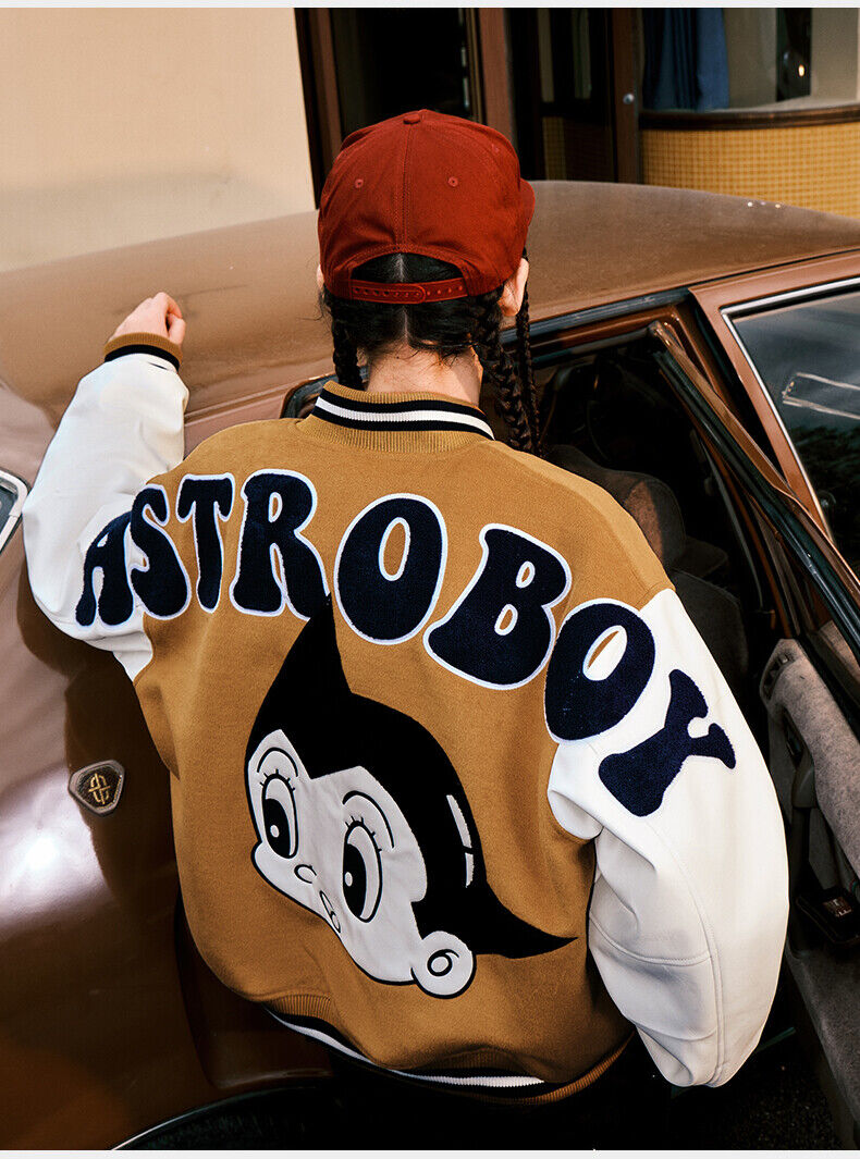 Astro Boy x BEASTER Contrast Color Splicing Baseball Jacket Cotton-padded Coat