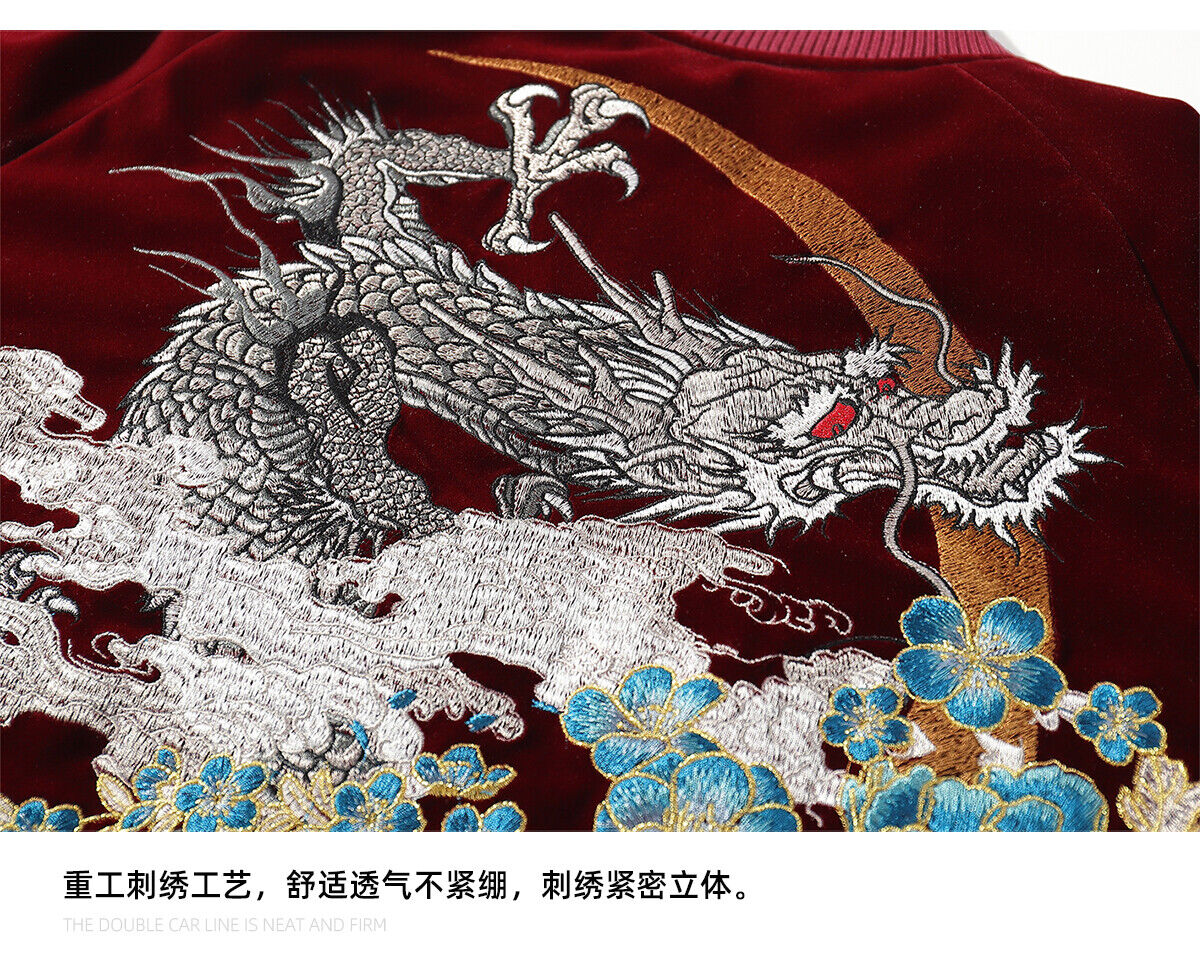 2024 NewYear Dragon Embroidered Heavyweight Dragon Streetwear/ Baseball Jacket