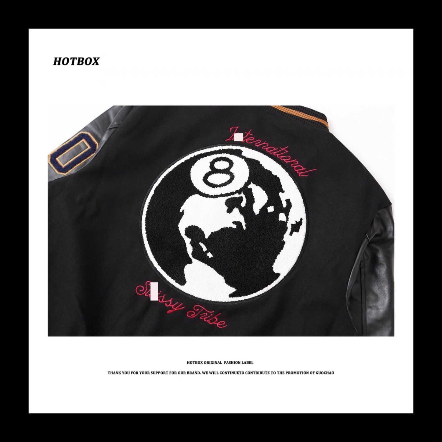 HOTBOX Black Eight Jacket Stussy VIBE 40th Anniversary Limited Edition Baseball