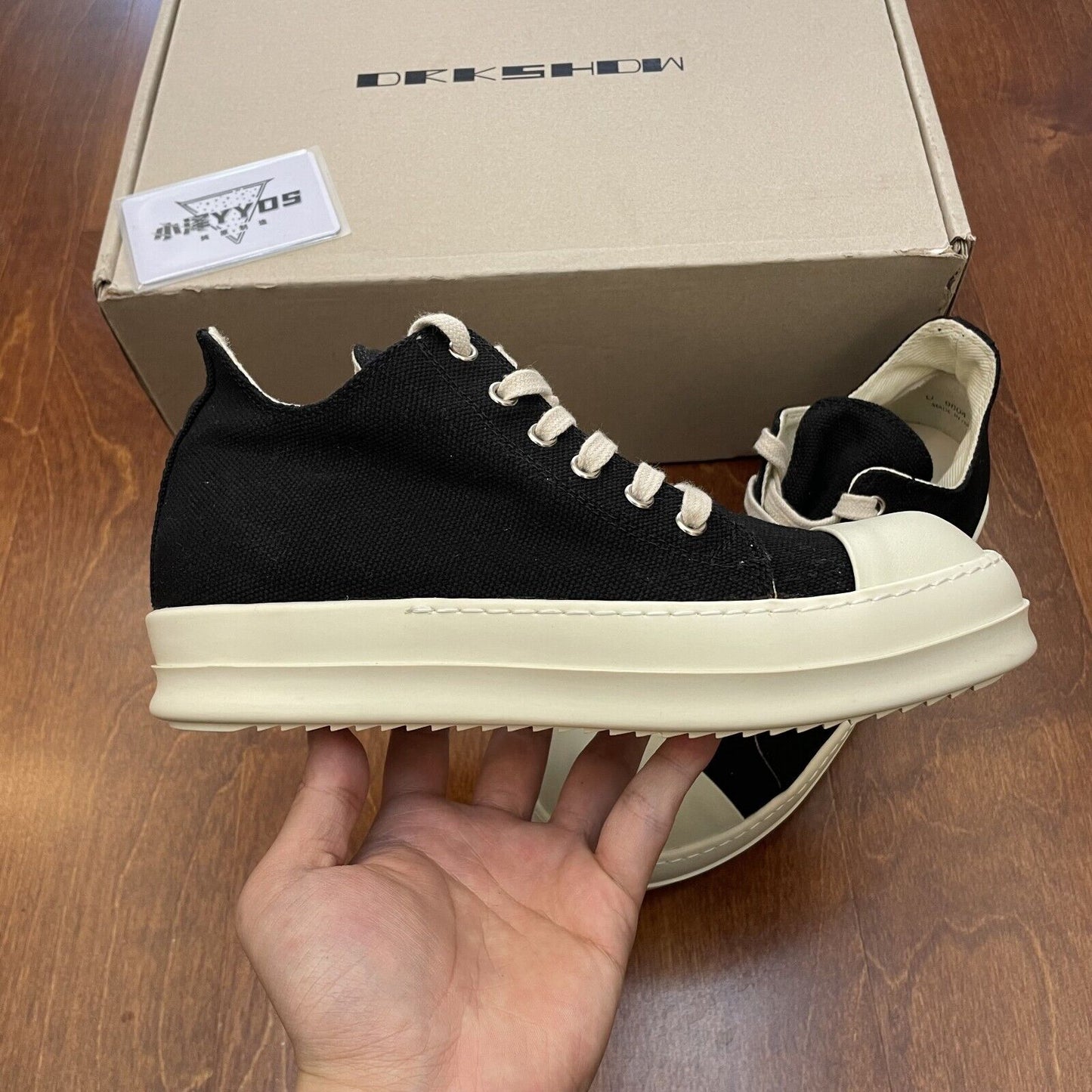 Correct Vers. Rick Owens Wax Surface Satin Sub-line Canvas Shoes High/Low Cut