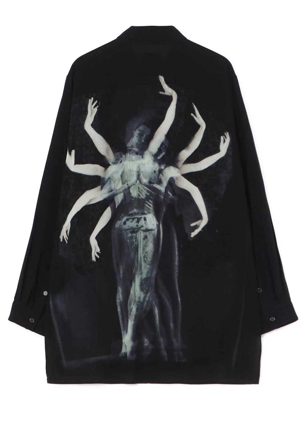 Yohji Yamamoto Vibe 23ss Asura Unisex Overlape Print Top  Black Long Loose Shirt