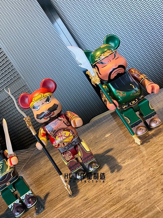 BE@RBRICK 400% Three Kingdoms GuanYu Plated Building Block Violent Bear Figure