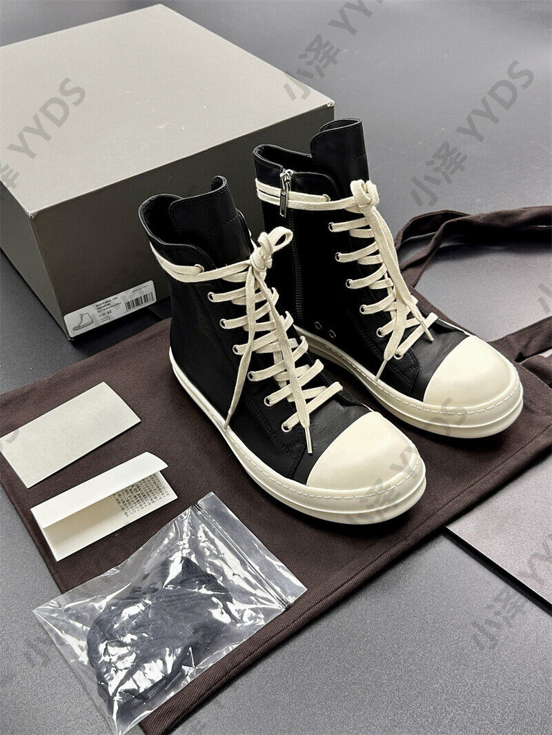 Correct Vers. Rick Owens Wax Surface Satin Sub-line Leather Shoes High/Low Cut