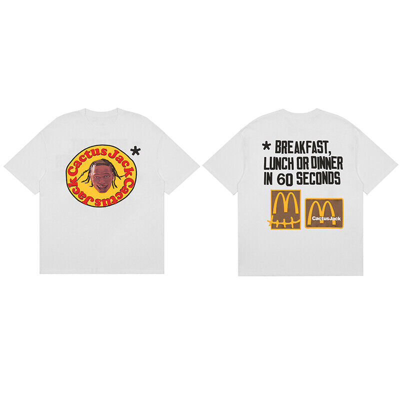 Travis Scott Short Sleeve T-Shirt X McDonald's High Street Loose Printed Tee