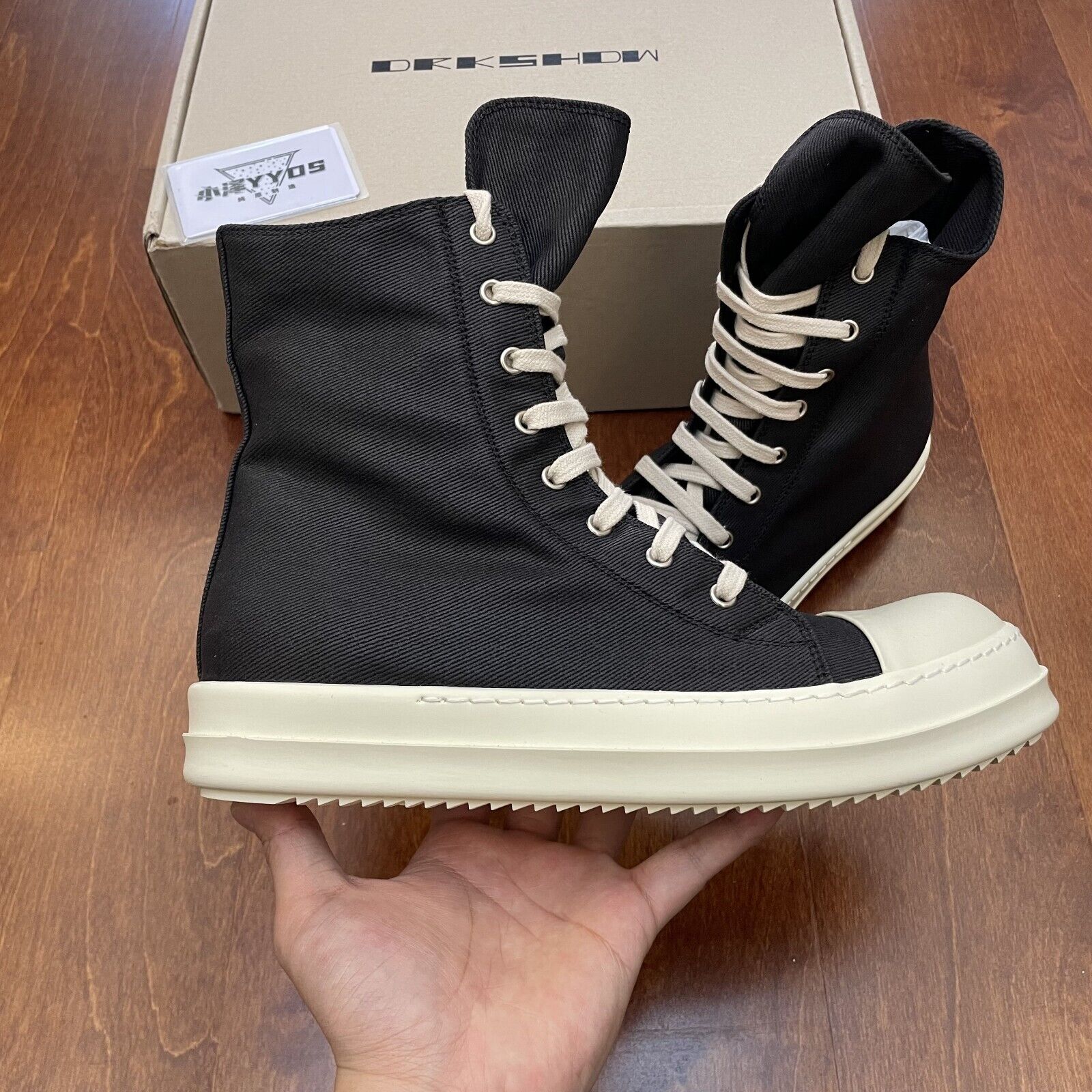 Correct Vers. Rick Owens Wax Surface Satin Sub-line Canvas Shoes High/Low Cut