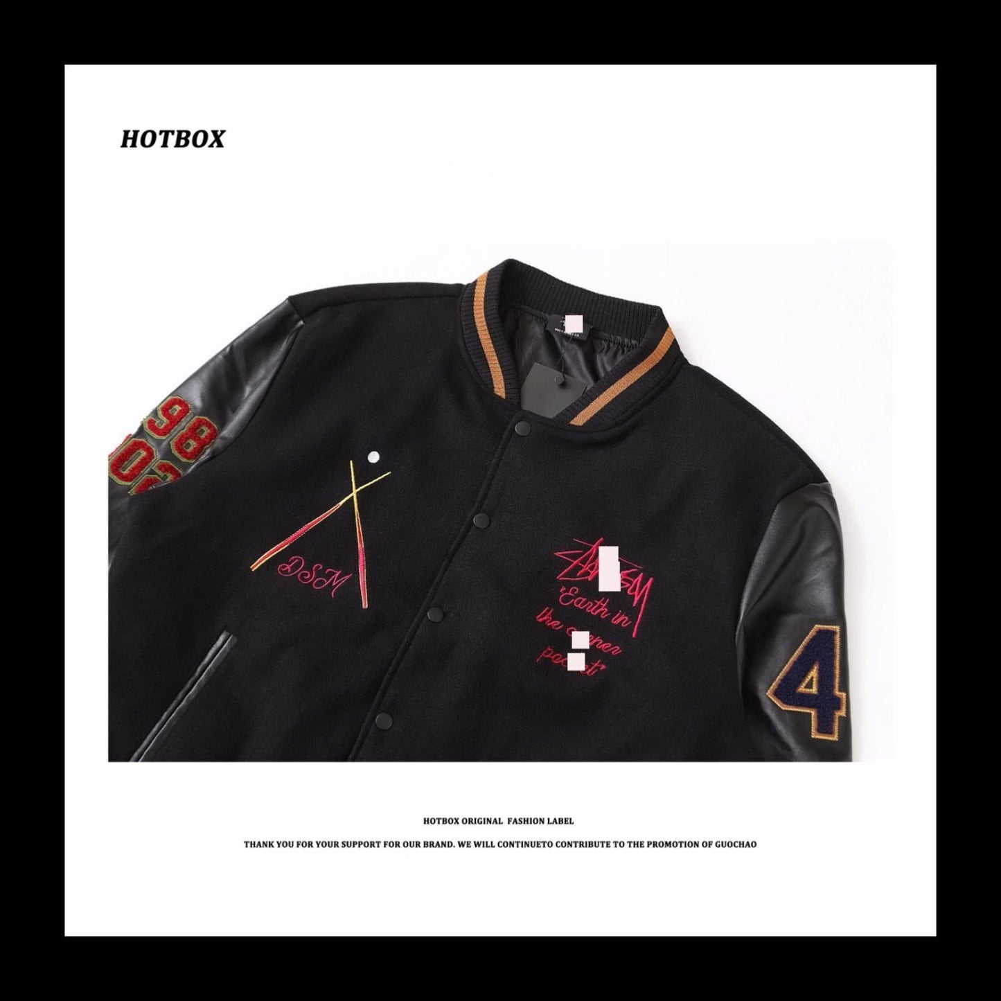 HOTBOX Black Eight Jacket Stussy VIBE 40th Anniversary Limited Edition Baseball