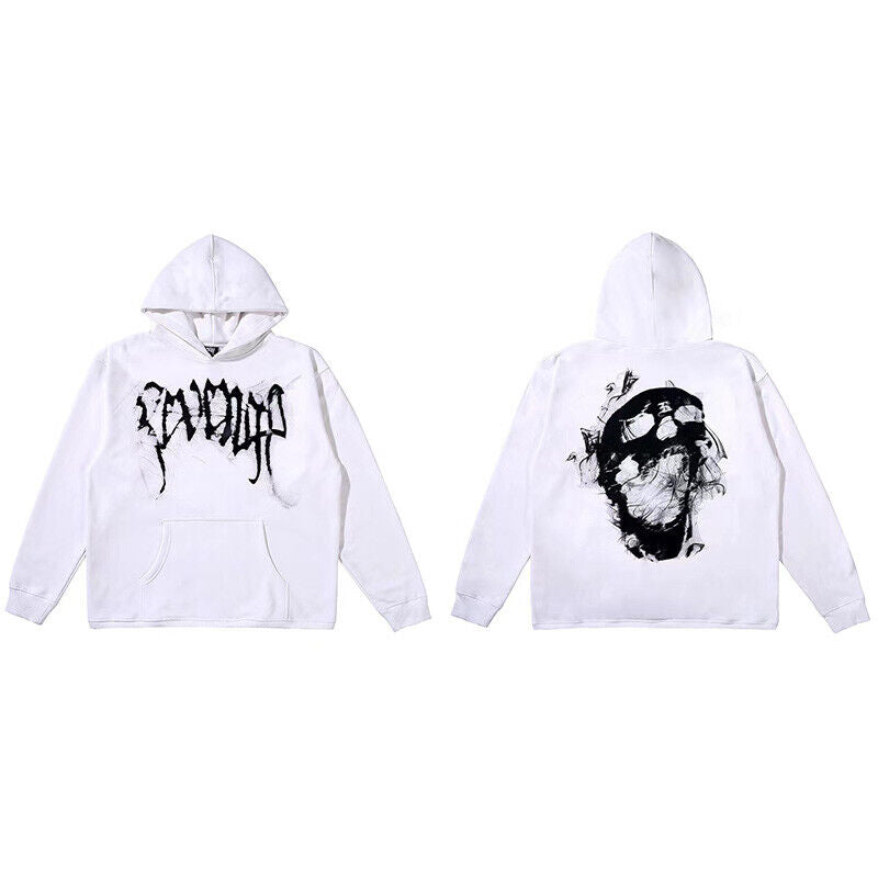 Revenge Embroidered XXX Dragon Bone Halloween Smoky Graffiti High-Street Hoodie