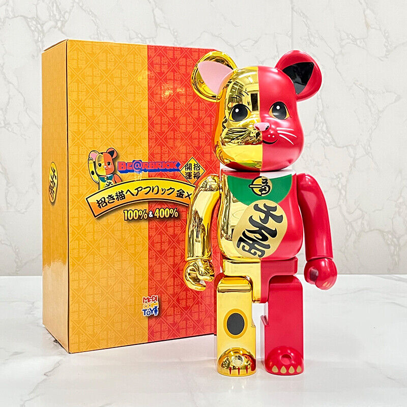 BE@RBRICK 400% Plated Building Block Violent Bear Lucky Cat Fortune God Figure