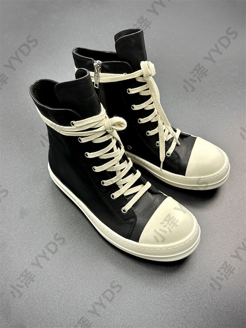 Correct Vers. Rick Owens Wax Surface Satin Sub-line Leather Shoes High/Low Cut