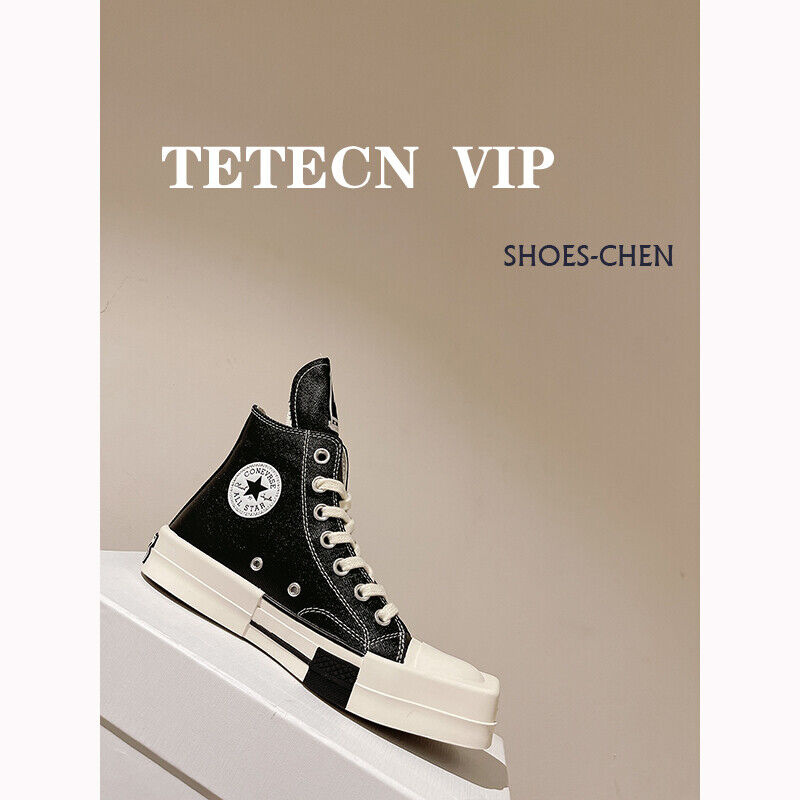 TETEVIP/R Round Square-Toe Casual Canvas Board Shoes Thick Sole Low-Cut Sneakers