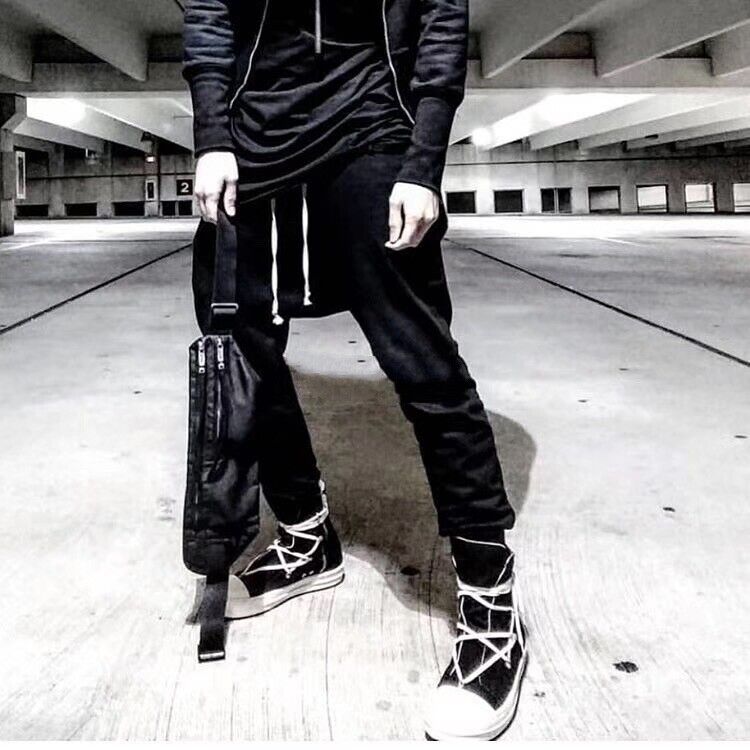 Self-Made ROG Pentagram Rick Owens DRKSHDW Sub-line High-top Canvas Gothic Shoes