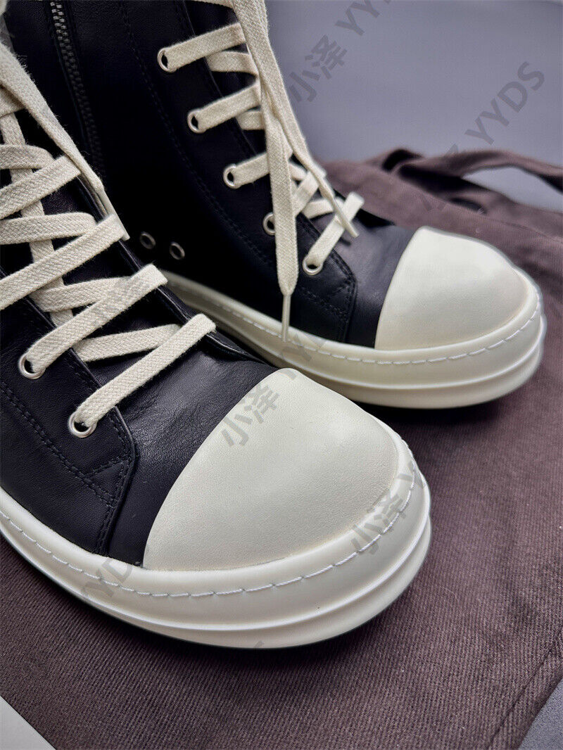 Correct Vers. Rick Owens Wax Surface Satin Sub-line Leather Shoes High/Low Cut