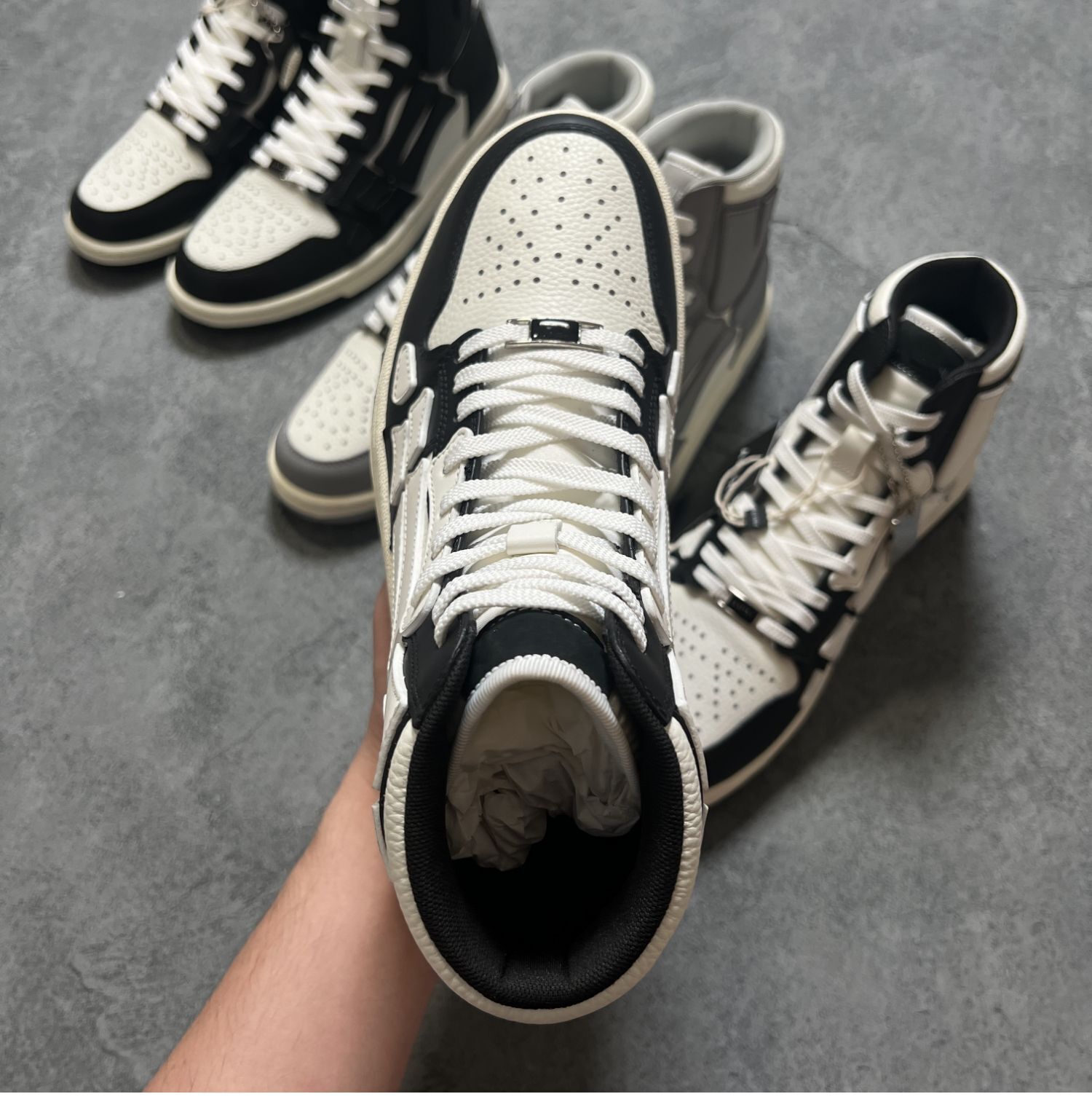 2023SS  Bone Shoes Lychee Grain Top Layer Cowhide High-top Leisure Board Shoes