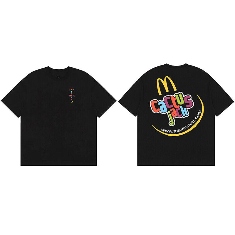 Travis Scott Short Sleeve T-Shirt X McDonald's High Street Loose Printed Tee