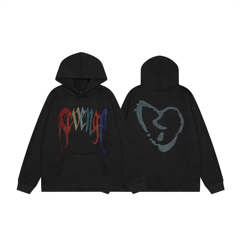 Revenge Embroidered XXX Dragon Bone Halloween Smoky Graffiti High-Street Hoodie