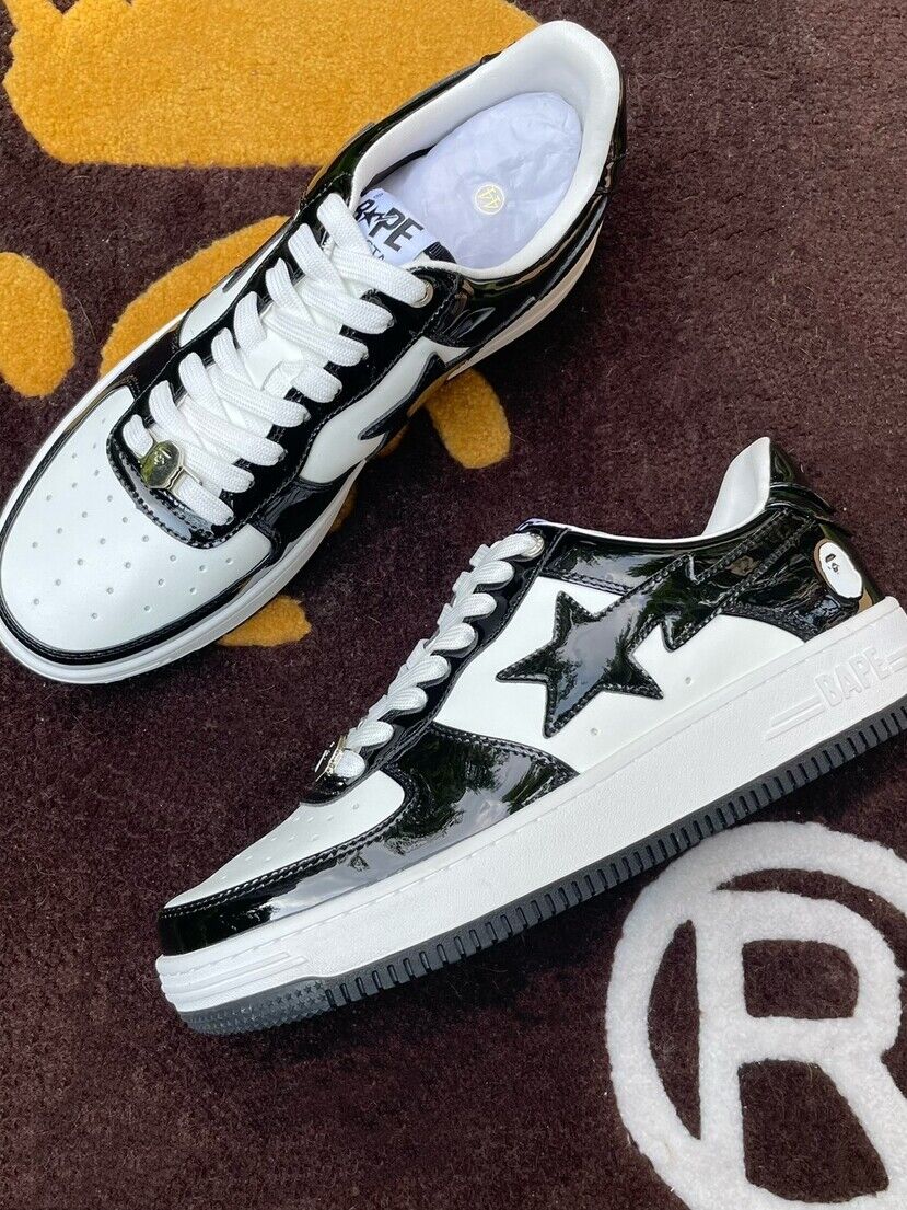 BAPESTA G Ver Patent Leather Streetwear Sneakers Low-Top Casual Skateboard Shoes