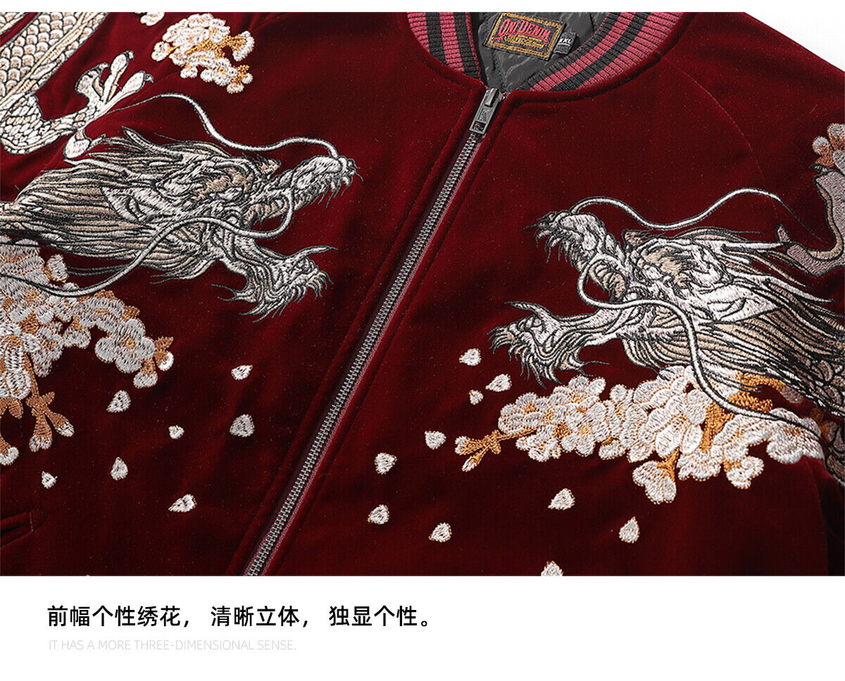 2024 NewYear Dragon Embroidered Heavyweight Dragon Streetwear/ Baseball Jacket