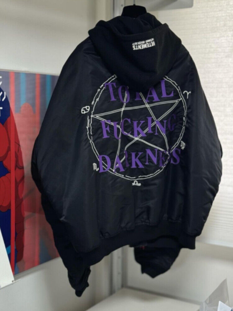 Self-Made VETEMENTS Embroidered Pentagram Magic Array Bomber Hooded Loose Jacket