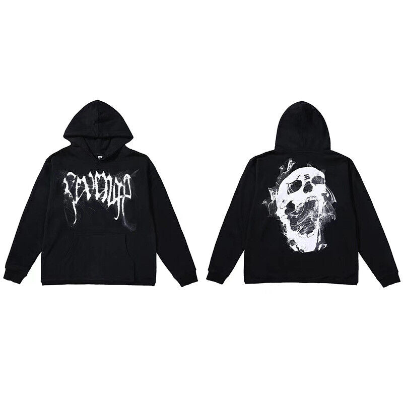 Revenge Embroidered XXX Dragon Bone Halloween Smoky Graffiti High-Street Hoodie