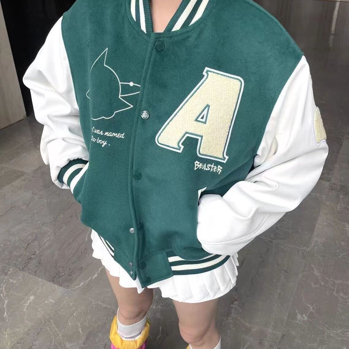 Astro Boy x BEASTER Contrast Color Splicing Baseball Jacket Cotton-padded Coat