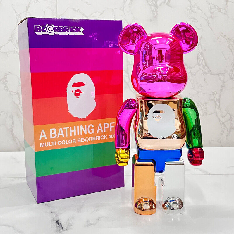 BE@RBRICK 400% Violent Bear X BAPE:Plated Building Block Bear/Collectible Figure